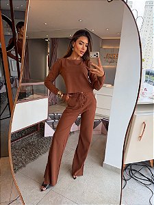 Conjunto Cloe Manga Longa Chocolate Creamy