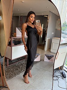 Vestido Assimétrico Cetim Jack Preto