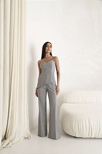 Conjunto Tomara que Caia Texturizado Cinza