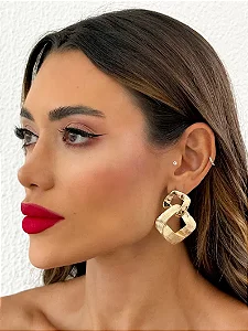 Brinco Quadrado Duplo Dourado