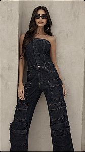 Macacão Cargo Blue Jeans