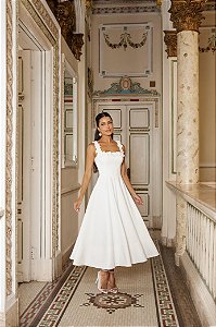 Vestido Midi Flor Pérola Off
