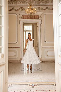 Vestido Midi Renda Lorena Off