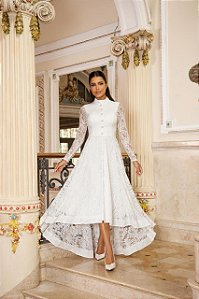 Vestido Midi Renda Mullet Off