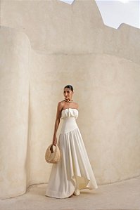 Vestido Longo Busto Pregas Elena Off