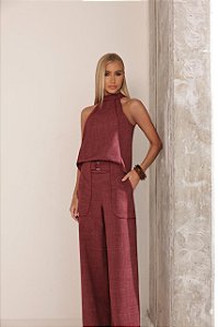 Conjunto Blusa e Calça Viés Duda Terracota