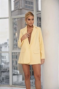 Conjunto Max Blazer e Shorts Saia Elliz Amarelo