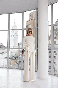 Conjunto Blusa Nó Tam Areia
