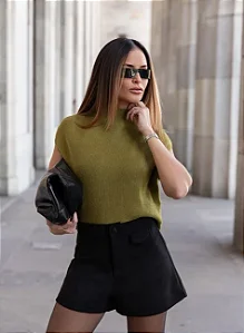 Blusa Tricot Sem Manga Verde