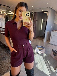 Shorts Barra Italiana Chloe Uva