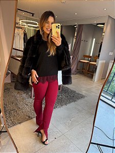 Blusa Tricot Mousse Renda Preto
