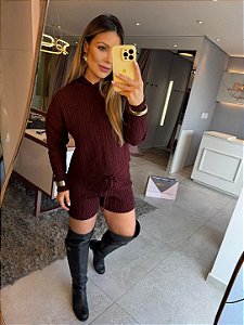 Conjunto em Tricot Capuz Luma Uva