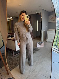 Conjunto Tricot Calça Polyanna Cinza