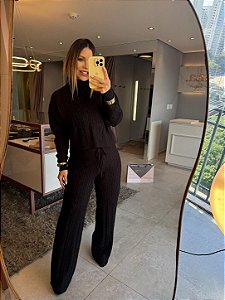 Conjunto Tricot Calça Polyanna Preto