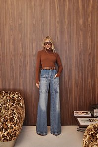 Calça Jeans Bolsos Elastico