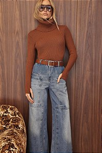 Blusa Tricot Modal Dedinho Camel