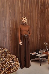 Calça Alfaiataria Prega Marrom