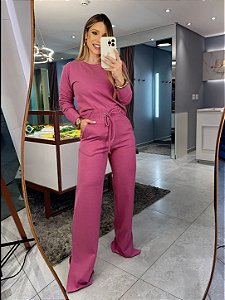 Conjunto Cloe Manga Longa Rosa Eterno