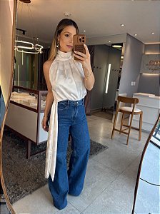 Blusa Poa Cetim Faixa Meli Off
