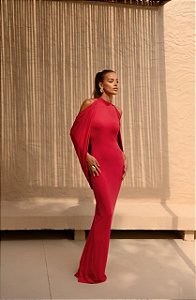 Vestido Longo Capa Scalla Vermelho