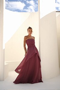 Vestido Longo Assimétrica Rosa Liora