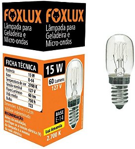 Lâmpada Para Geladeira e Microondas 15W 127V - Foxlux
