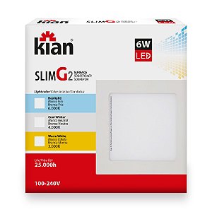 Luminária Led de Embutir Slim Quadrada 6W 6000K - Kian