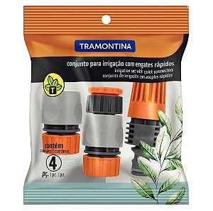 Conjunto para Irrigação com Engates Rápidos + Esguicho com Jato Regulável Para Jardim 78580/610 - Tramontina