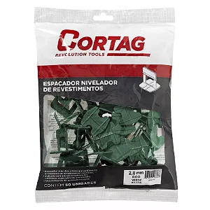 Espaçador Nivelador Revestimentos 2,0MM Eco Verde com 50 Peças 61338 - Cortag