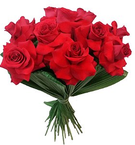 BOUQUET COMPACTO COM 15 ROSAS COLOMBIANAS VERMELHAS TRABALHADAS