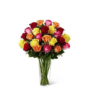 COLORFUL ROSES WITH VASE