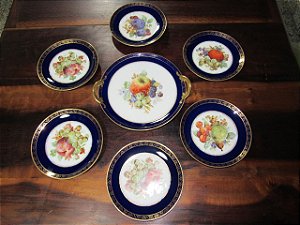 Pratos de Bolo em Porcelana Borda em Ouro e Floral 1960 - Persa