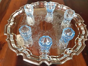Taças Cristal Murano para  licor estilo Art Decó sextavadas