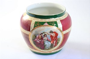 Cachepô Vaso bojudo Royal Tcheco  guirlandas em ouro