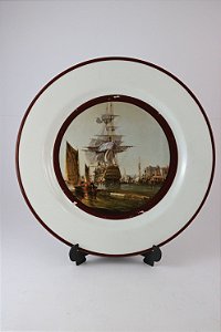 Prato decorativo Pintura Europeia de Caravelas ao mar