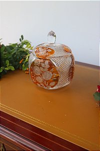 Bomboniere Compoteira Cristal Doublê lapidação Bico de jaca