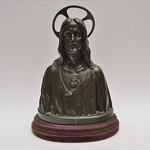 Busto em Bronze  Sagrado Coração de Jesus com resplendor