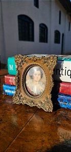 Mini Quadro Europeu com pintura de damas Moldura e vidro