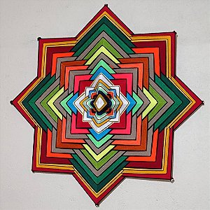 Mandala de lã cores 8 pontas 1 metro