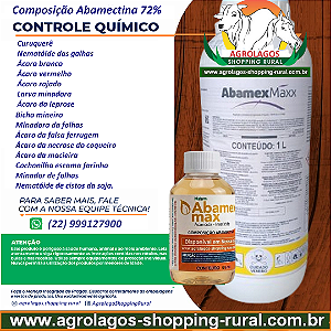 Acaricida Abamectina Max Fracionado 50 ml - 72%Abamexx 4X mais forte
