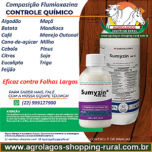 Herbicida Sumyzin 500 SC Fracionado 100 ml- Composição Flumioxazina