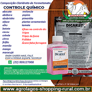 Acaricida Dicarzol Fracionado 50 gr - Cloridrato de Formetanato