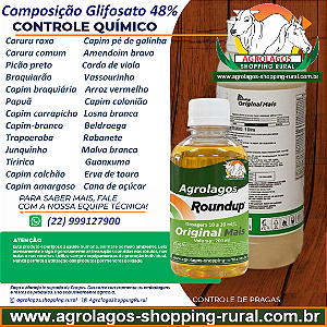 Glifosato Roundup Fracionado 200 ml - Composição Glifosato 48% Veneno Mata Mato Herbicida