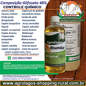 Glifosato Roundup Fracionado 1 litro - Glifosato 48% Veneno Mata Mato Herbicida