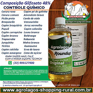 Glifosato Roundup Fracionado 500 ml - Glifosato 48% Veneno Mata Mato Herbicida