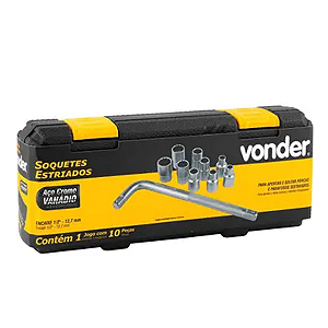 Jogo De Soquete Estriado 8 A 32 Mm 1/2 C/ 22 Peças Vonder