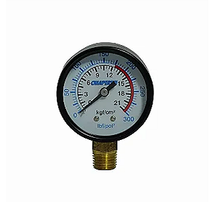 Manometro 300 Psi 140/300 50mm 1/4 Npt Mupac Compr. Media Pressao
