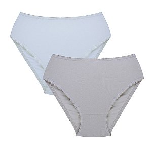 Kit com 2 Calcinhas Cava Alta 100% Algodão