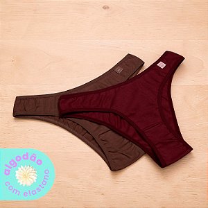 Kit com 2 Tangas Cintura Baixa Algodão com Elastano
