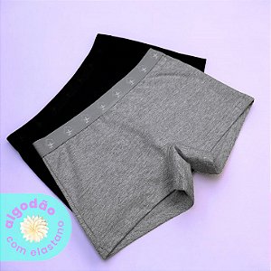 Kit com 2 Calcinhas Boxer Feminina Algodão com Elastano